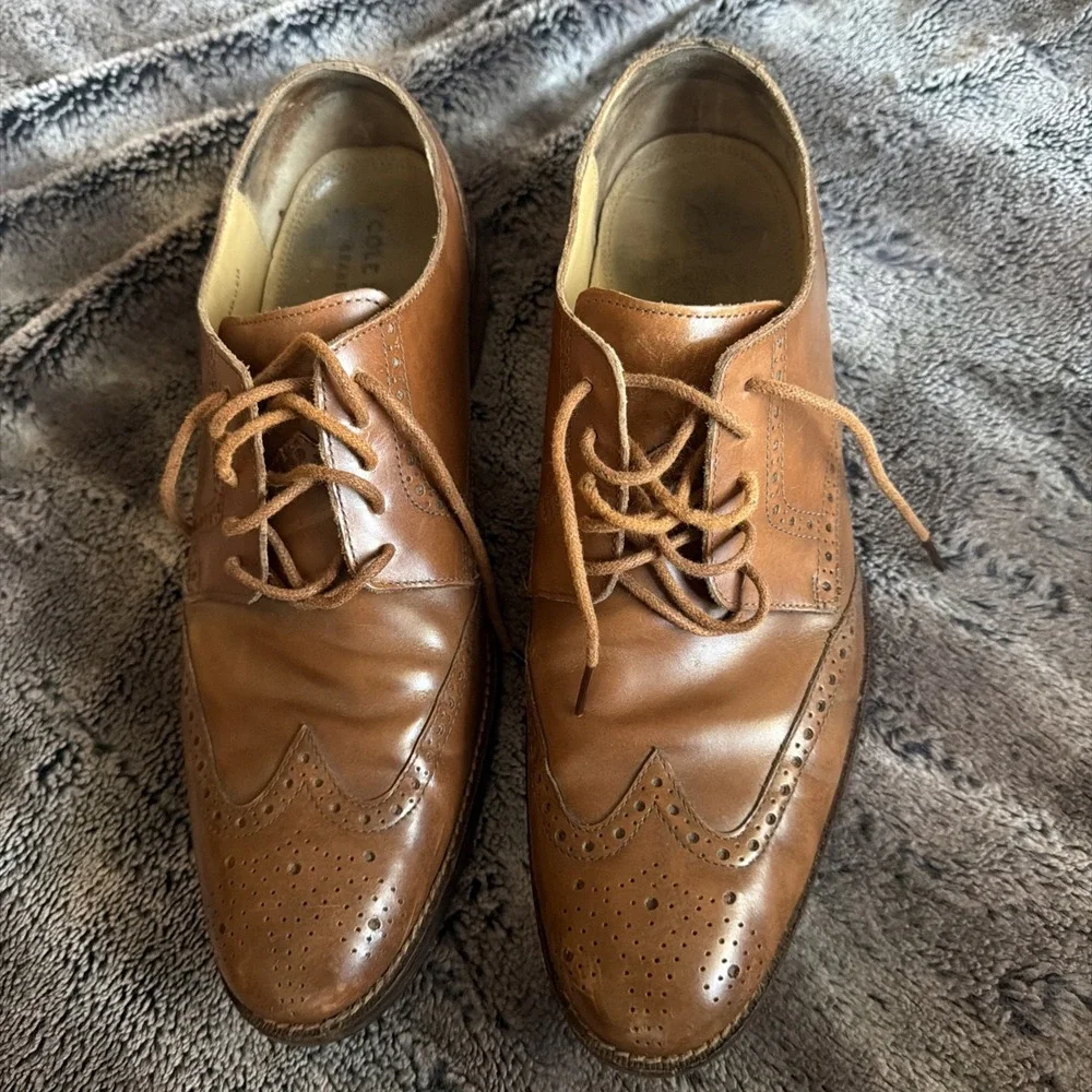 Cole Haan Wingtip Oxford Shoes Mens Size 12 Brown Leather Brogue Grand OS C12845